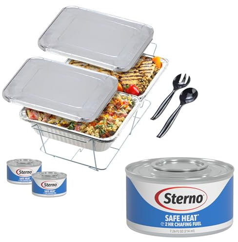 Sterno 73011 Disposable Complete Chafing Dish Buffet Set, Aluminium, Silber