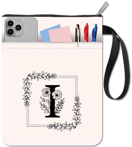CRASPIRE Zipper Book Sleeve Funda Protectora Bolsillo Extra Doble Cara Flor Alfabeto Letra I Tela Lavable Bolsillo Envolvente los Entusiastas del Libro Notas 11 x 86 Pulgadas