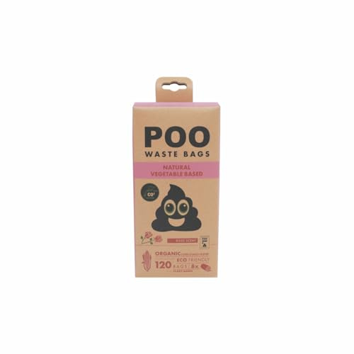 M-Pets Poo Pecal Bags 15 Sheets Rose Scented 8 Pack