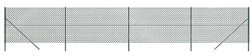 Hoodmeel Maschendrahtzaun Komplettset 1.4 x 10 m Maschendrahtzaun Set Grün Maschendrahtzaun 140 cm höhe Gartenzaun Verzinkter Stahl-Grün-1.4 x 10 m