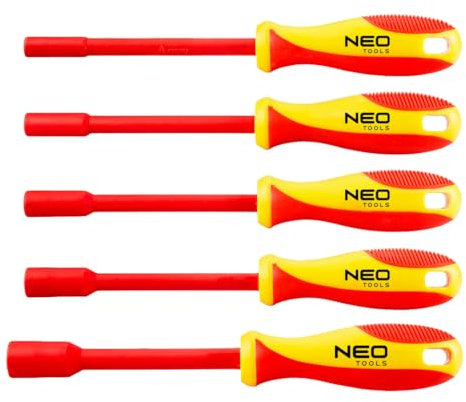 NEO TOOLS VDE Steckschlüssel-Satz Isoliert – 5-tlg. 5.5-13mm – Für Arbeiten unter Spannung – Elektriker Werkzeug für präzises & sicheres Schrauben - Schraubendreher Set