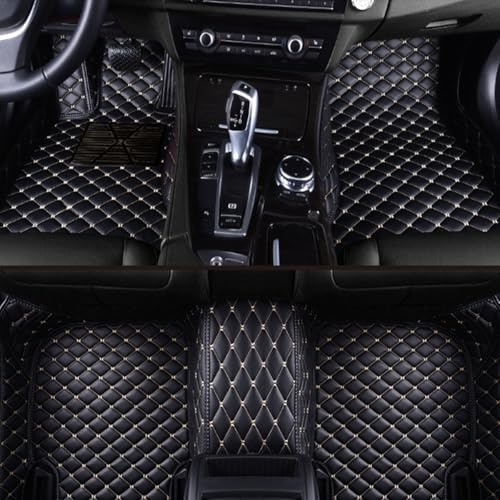 7MYFPL7 Personalisierung Anpassen Autofussmatten-3D Luxus PU-Leder Auto Fussmatten Massanfertigung, Nach Maß Fußmatten Kompatibel mit 99.5% AutoMarke Modell (Schwarz Beige)