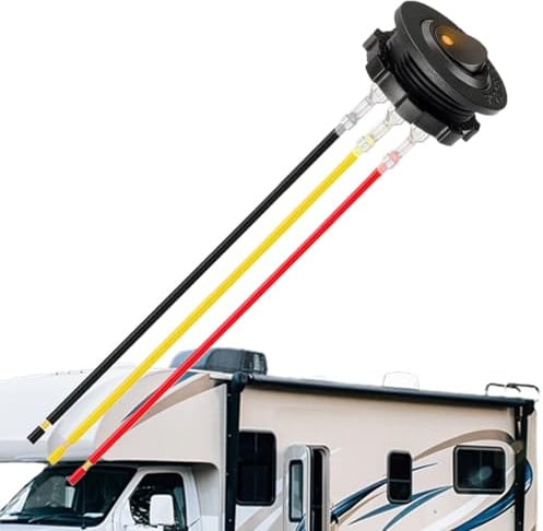 Dopsyesn Rundtaster | 3-Pin Elektro Taster,28 mm Bohrloch Beleuchteter Schalter Rot LED 12V für Wohnmobil Lkw Marinefahrzeug