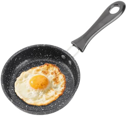 equlup Non Stick Frying Pan, Maifan Stone Omelette Fry Pans Egg Pan Omelet Stone Cookware Household Steak Skillet with Handle for Induction Cooker Gas Stove (14cm)