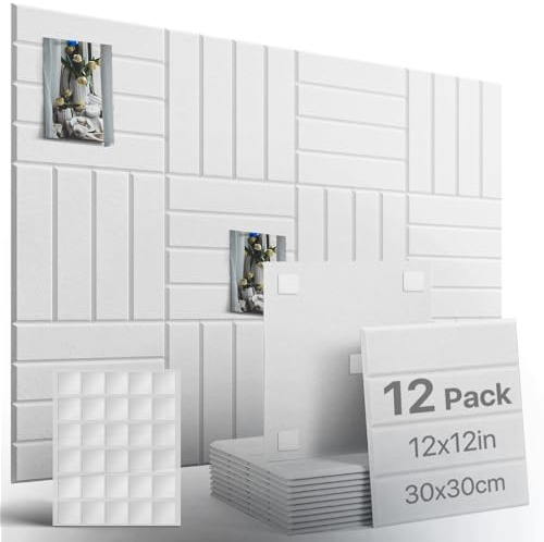 Woovio 120x90cm Große Filz Pinnwand Selbstklebend 12 Stück, Weiß | Korkwand-Alternative aus Filz, 60 Klebepads, Akustikfilz, Vision Board, Ohne Bohren, Für Büro Schule Kinderzimmer