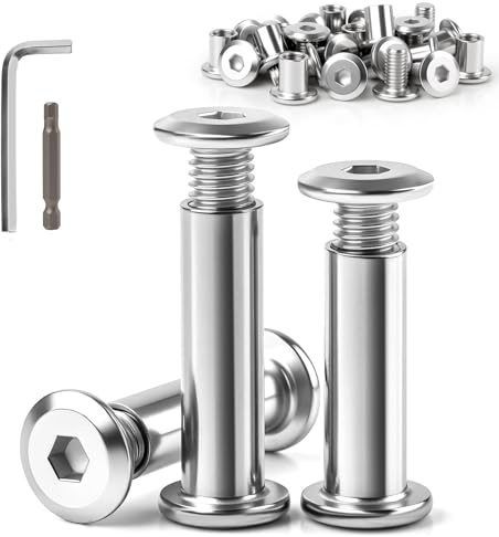Mbsomnus 15 Stück Hülsenschrauben M5x16mm Edelstahl A2 V2A | 15xMöbelschrauben & 15xHülsenmutter, Möbelverbindungsschrauben, Verbindungsschrauben, Inbusschlüssel, Bit, Holz Platten, DIY