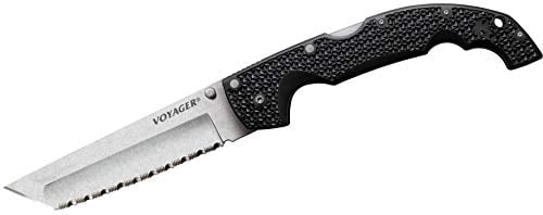 Cold Steel, XL Voyager Lockback Tanto, Klappmesser, Tanto Klinge, Taschenmesser, Griff: Griv EX, AUS-10A Klingenstahl, scharfes Messer für Outdoor, Camping, Schnitzen