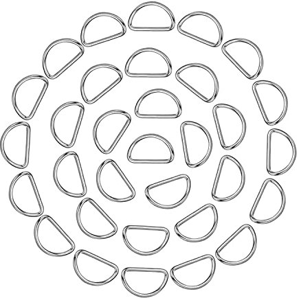 Trimming Shop Non Welded D Ring Fasteners Pack of 10, Durable Metal Buckles Clips for Handbag, Webbing Strap, Purse, Dog Leash, Belts, Hardware, Backpack, DIY Craft Projects, Silver, 20mm