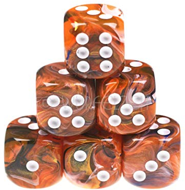 Würfelzeit 7392 - Würfel w6 16 mm, Cosmoo frakti-orange mit weissen Punkten (12 Augenwürfel im Polybeutel)