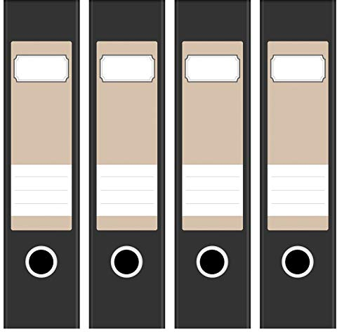 Ordneretiketten | 4 Aufkleber für breite Akten-Ordner | Farbe Helles Beige | selbstklebende Design Akten-Etiketten | Deko Sticker für Rückenschilder Ordnerrücken | zum Beschreiben