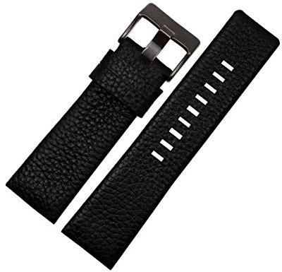 30mm Uhrenarmband Männer Uhrenarmband Armband aus echtem Leder Armband 22-30mm Litschi-Korn für Diesel-Uhrenarmband Weiche Uhr Gürtel Schwarz schwarz Schnalle,26mm