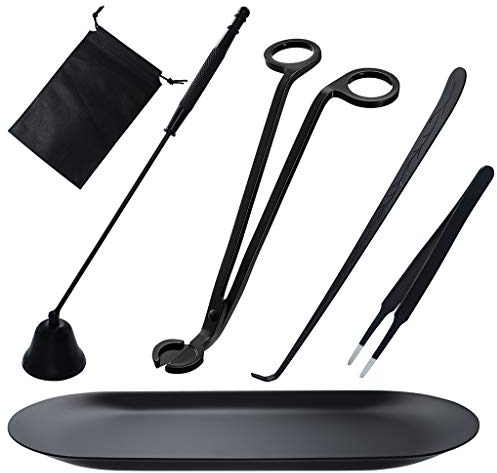 laffeya Candle Wick Trimmer, Candle Accessories Set 6 in 1 - Snuffer, Trimmer, Dipper, Tweezers, Storage Bag and Plate Tray