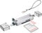 JJC Metall USB 3.0 Kartenleser mit USB 3.0, Micro USB 2.0 und Typ-C USB 3.0 Ports für SDXC, SDHC, SD, Micro SD, Micro SDXC, Micro SDHC für Micro OTG/USB-C OTG fähige Handys oder Tablets (Silber)