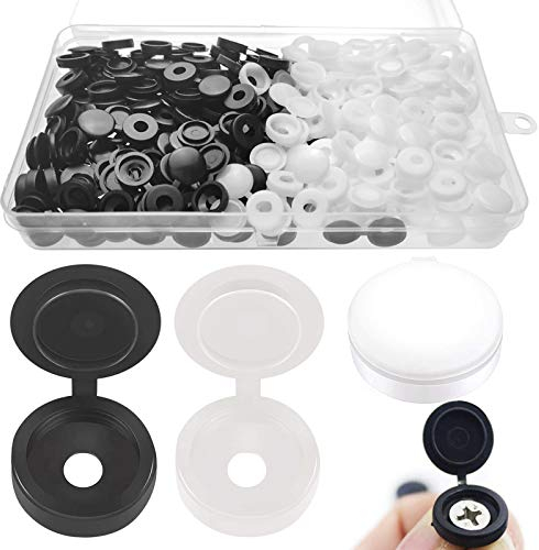 xianzhanEU 200 PCS Schrauben Abdeckkappen, Hochwertiger Kunststoff Schraubenabdeckung für Schutz von Schrauben, mit Box (Schwarz/Weiß)