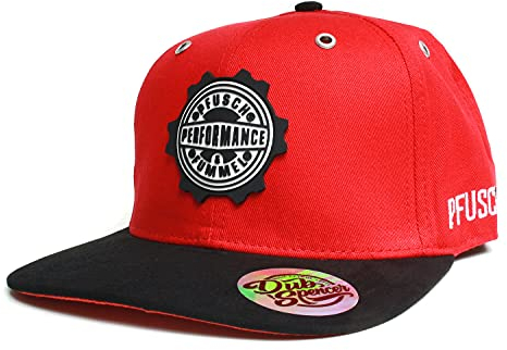 DUB SPENCER Pfusch & Fummel Performance | Premium Snapback Basecap in Rot-Schwarz | samtig weicher Schirm & 3D Gummi Label | Dub (Schirm: gebogen)