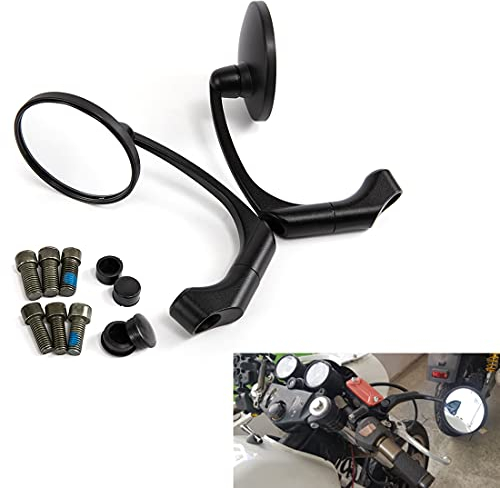 Runder Motorrad Seitenspiegel Universal 10mm Motorrad-Rückspiegel für Cafe Racer (Schwarz)