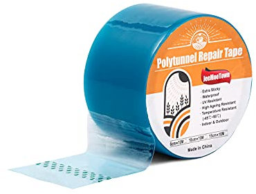 JeeMooTown Extra Strong Polytunnel Joining & Repair Tape, Waterproof Greenhouse Repair Tape, 1 Roll (Clear Blue, 6 cm Wide X 10 m Long)