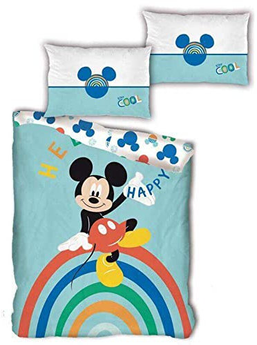 Difuzed Disney Mickey Mouse Rainbow Bed Linen Set (Funda nórdica 140 x 200 cm, Funda almohada 63 x 63 cm, 2 Pieces, Cotton and Polyester)