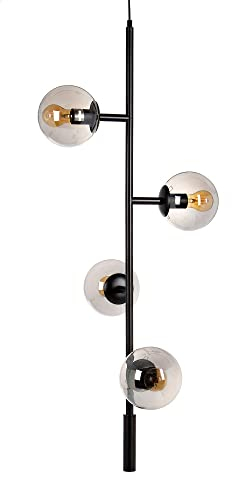 Lámpara de techo bola de metal y cristal negra de Ø 40x234 cm - LOLAhome