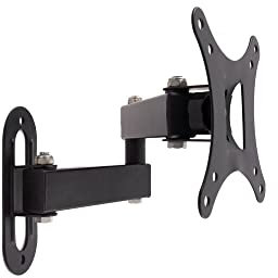 CoolBox Soporte TV Pared 14 - 27 con Brazo Articulado, Inclinación Regulable. Soporta hasta 10kg de Peso. Compatible con Soportes VESA 75x75 y 100x100mm, Negro