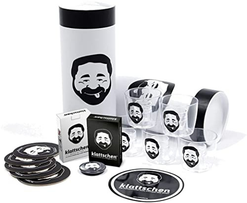 DENKRIESEN - klattschen® Trinkspiel Set | Kartenspiel + White Edition | Partyspiel für Erwachsene | Inkl. Party Cups & Flaschenöffner | Lustiges Geschenk für Geburtstage & Junggesellenabschiede