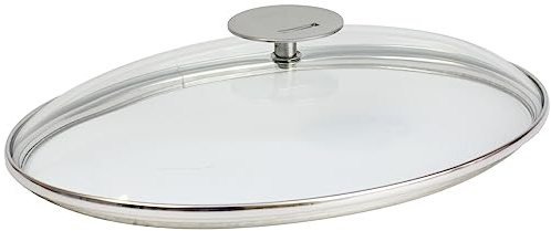 Cristel - Couvercle en Verre Bombe Ovale - Platine - 35 CM