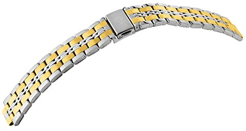 Excellanc Edelstahl Ersatz Uhren-Armband Bicolor Faltschließe Breite 18-24 mm 8100163