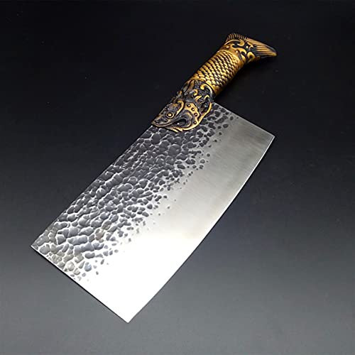 Haushalt Knochenhacker Longquan Manuelle Schmiedehacker Schneiden Messer Knochenhacker Dual-Zellen-Messer Reiner Kupfer-Carving-Griff messerset (Color : A - Chop Cut Knife)