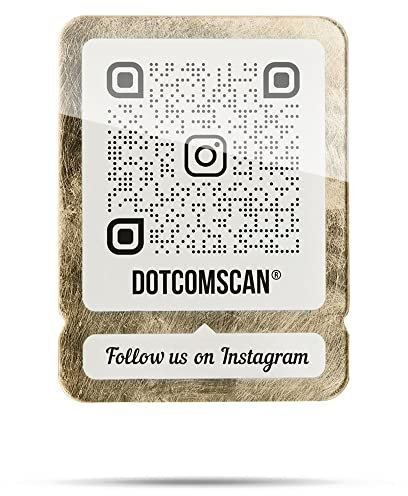 DOTCOMSCAN® AdPlate Pro – Cartel de alta calidad con código QR de Instagram, para publicidad y expositor de mesa, tamaño grande, 60 x 45 cm, color dorado y blanco