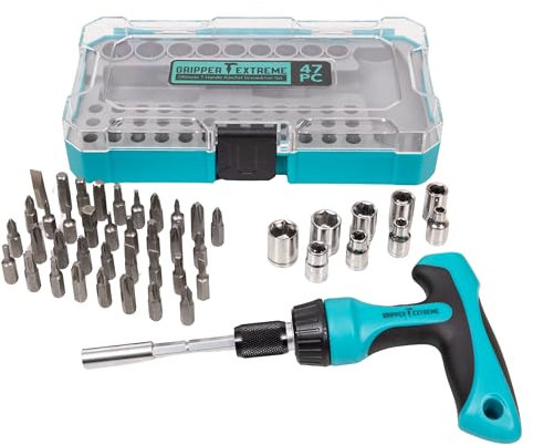 Gripper Extreme, T-Handle Ratchet Multi-Bit Screwdriver Set, 47PC