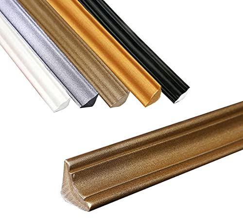 CJHZQYY Flexible Viertelstab, Selbstklebende TPE Quadrant Zierleiste, Anti-Schimmel-Sockelleiste, Wasserdichte Zierleiste für Wandkanten, Schrankkanten, Fliesenkanten (Champagner Gold 5M, 12 * 9mm)