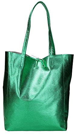Borsa a Mano Shopper Donna in Pelle Dollaro Borse a Spalla (Smeraldo)