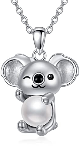 VONALA Koala-Halskette Sterlingsilber Koalabär-Anhänger-Halskette Koala-Perlenkette Koala-Schmuck Geschenke für Frauen Teenager Mädchen Geburtstag