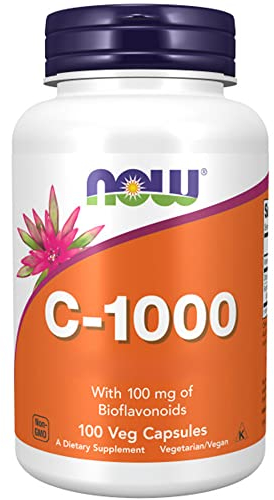 Now Foods, C-1000, Vitamin C, 1000mg, L-Ascorbic Acid, 100 Vegan Capsules, Lab-Tested, Gluten Free, Vegetarian, Soy Free, Non GMO