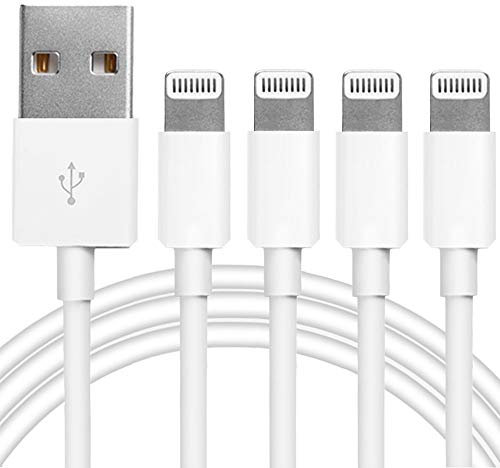 Paquete de 4 cables de carga Lightning a USB de 1.8 m, con certificación MFi de Apple, compatible con iPhone 14/13/12/11 Pro/11/XS MAX/XR/8/7/6s Plus, iPad Pro/Air/Mini, iPod Touch