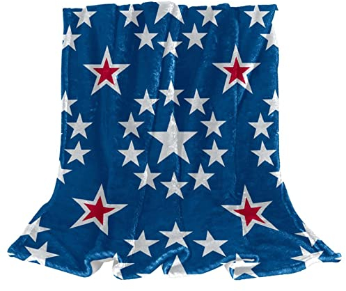 KQNZT Decken & Überwürfe, weiche Decke, Fleecedecke, gemütlich und bequem für alle Jahreszeiten,Graue Sterne Marineblau