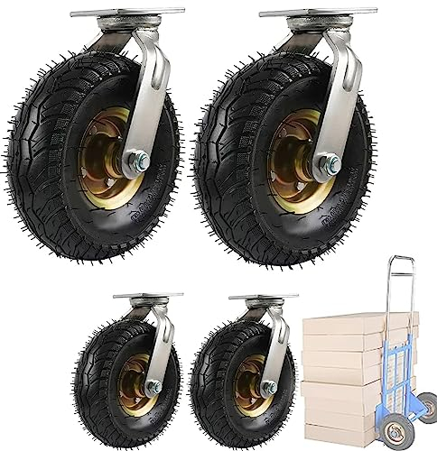 WORDFUN Luftreifen Rollenlager, Lenkrolle Luftrad, Ø 150/200/250mm, 360 Grad Drehbar, Tragkraft 100kg, Luftreifen Gummiräder, Für Trolleys, Möbelroller Transportroller, Werkbank Rollen