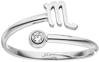 Purelei® Sternzeichen Ring Skorpion (Silber) – Wasserfester Damenring aus langlebigem Edelstahl – Verstellbare Ringe von Größe 50 bis 60 – Modeschmuck für deinen individuellen Look