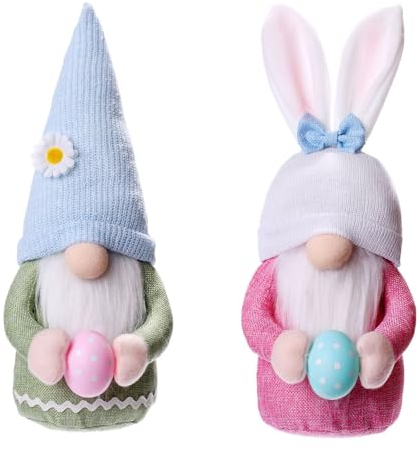 Fine jade2 2 Stück Osterhase Wichtel Dekor Deko Wichtel Ostern Handgemachte Plüsch Osterhasen Zwerg für Frauen Mama Hochzeitstag Freundin Ehefrau Muttertag Dankeschön