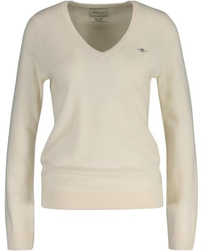 GANT Womens Lambswool V Neck Sweater Cream L