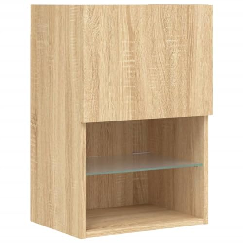 vidaXL TV Schrank, Fernsehschrank mit LED-Leuchten, Lowboard HiFi Schrank mit viel Stauraum, Wandmontage Fernsehtisch TV Möbel, Sonoma-Eiche