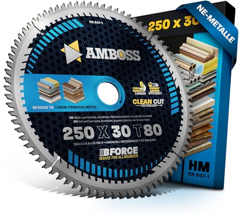 HM Kreissägeblatt 250x30 Z80 Trapez-Flachzahn für Aluminium. AMBOSS WERKZEUGE® Sägeblatt 250mm komp. zu Dewalt DWE 7492 Holzmann TS250 Atika T 250. 302607. Einhell. Bernardo. Record Power. Scheppach