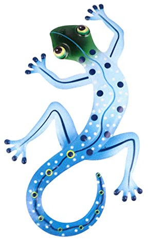OFFSCH Gecko-Verzierung Wanddekorationen im Außenbereich geschmiedete Wanddekoration Ornament Wohnkultur Wandhandwerk Gecko hängendes Kunsthandwerk Glas der Zaun Wandschmuck schmücken 3d