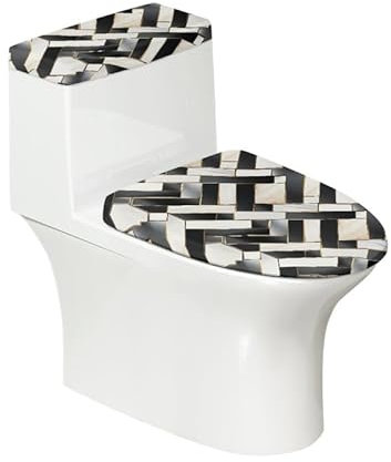 Garronmavis Geometric Cubes Two Pieces Toilet Lid Tank Covers, Cube Paintings Bathroom Toilet Cover, Abstract Painting Washable Toilet Lid Cover Seat Fit Most Size