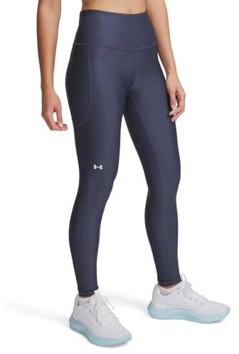 Under Armour HeatGear Damen-Leggings mit hoher Taille, mit Taschen, rutschfest, (044) Downpour Grey/White, X-Klein