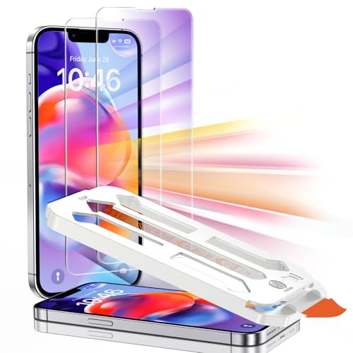 Tentoki für Panzerglas iPhone 16e/13/13Pro/14 (6,1 zoll) Schutzfolie Anti-Blaulicht, 2.5D vollständige Abdeckung 9H+ Displayschutz, Reduzieren Sie die Ermüdung der Augen [Augen schützen] [HD] 2 Stück