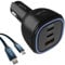 qBLOC 165W USB C 3 in 1 Adaptor - 140W Car Charger Output for Macbook, Laptops, iPhone, Power Stations - Fast Charge for 12v/24v Cars, Vans and Trucks