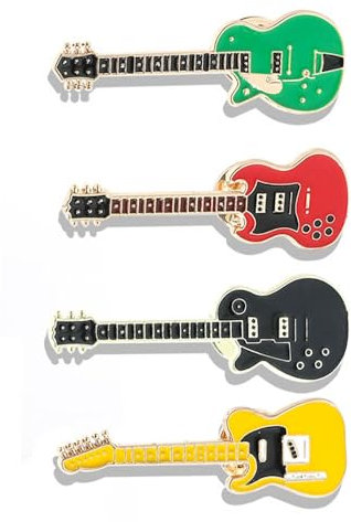 4 Stück Musikinstrumente Cartoon Gitarre Brosche Anstecknadel Musikfestival Zubehör Mantel Hut