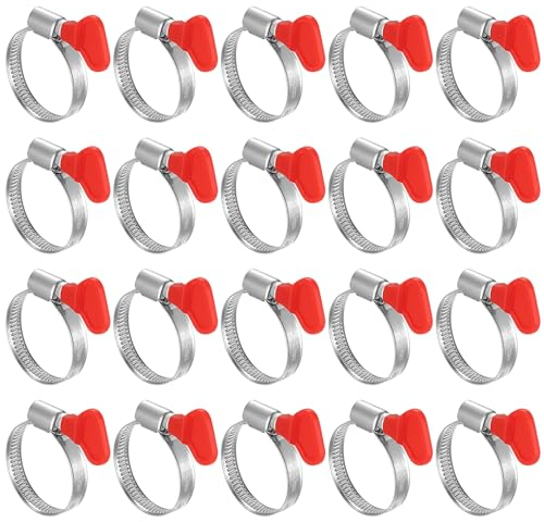 20 Pz Fascette Stringitubo Regolabili da 25-40 mm, Fascette Metalliche Stringitubo, Fascetta Stringitubo Regolabile in Acciaio inox, Fascetta Farfalla per Tubi Piscina Giardino Gas Lavatrice Auto