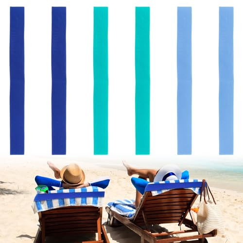 FUIPVGI 6er-Pack Handtuchbänder für den Strand, Strandhandtuch-Bänder, leichte Strandhandtuch-Bänder für Sonnenliegen, elastische Strandhandtuch-Halterung, Gummi-Stuhl-Handtuch-Gurt (3 Farben)